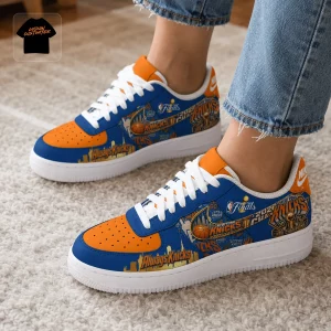 New York Knicks 2026 NBA Champions Commemorative Blue and Orange Air Force 1 Sneakers