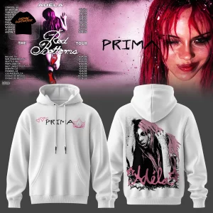 Adela Prima Red Bottoms Tour 2026 Concert Merchandise White Graphic Hoodie