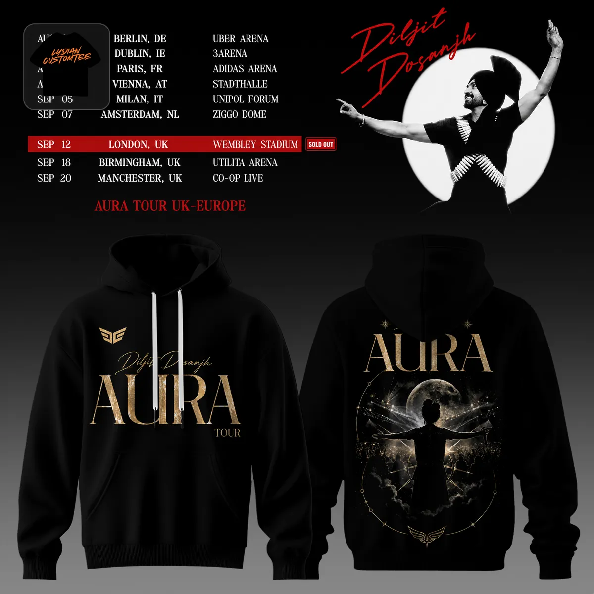 Diljit Dosanjh Aura World Tour 2026 Commemorative Concert Graphic Hoodie Diljit Dosanjh Aura World Tour 2026 Commemorative Concert Graphic Hoodie