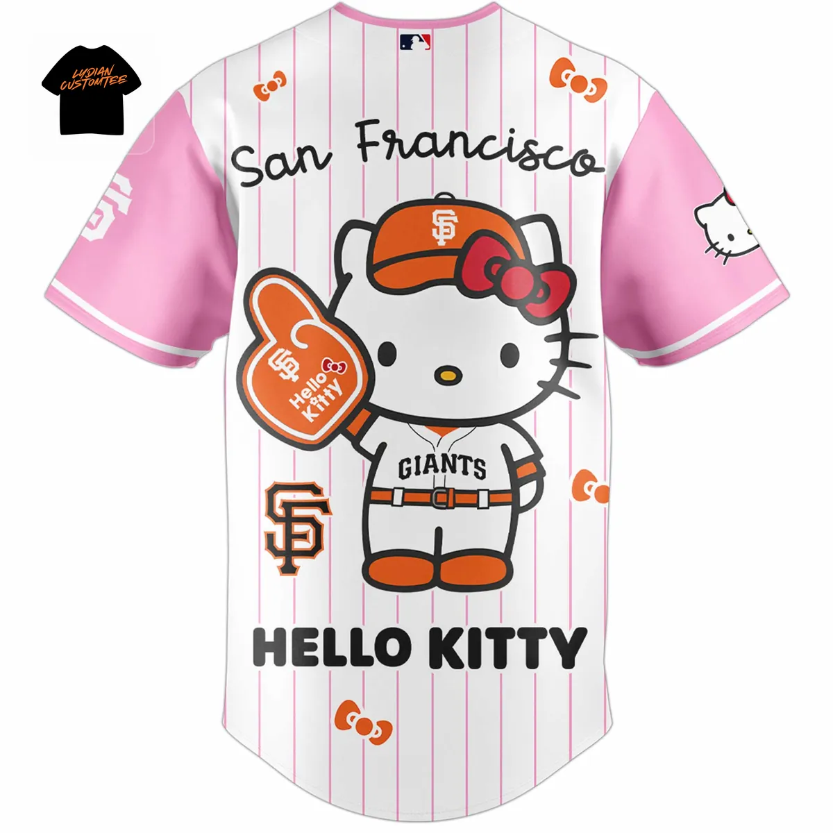 Hello Kitty San Francisco Giants Limited Edition Pink Pinstripe Baseball Jersey Hello Kitty San Francisco Giants Limited Edition Pink Pinstripe Baseball Jersey