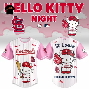 Hello Kitty St. Louis Cardinals Limited Edition Pink Pinstripe Baseball Jersey Hello Kitty St. Louis Cardinals Limited Edition Pink Pinstripe Baseball Jersey