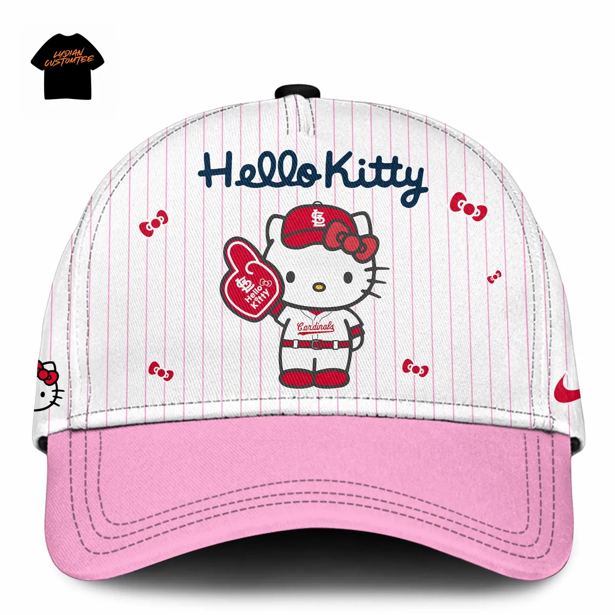 Hello Kitty St. Louis Cardinals Limited Edition Pink Pinstripe Baseball Jersey Hello Kitty St. Louis Cardinals Limited Edition Pink Pinstripe Baseball Jersey