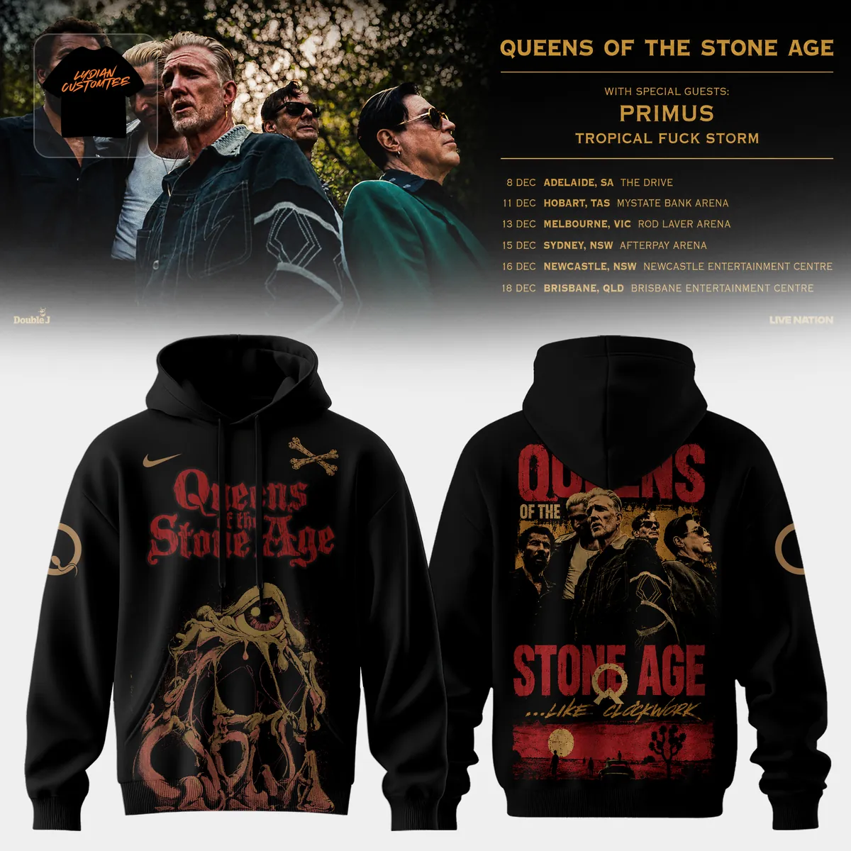 Queens of the Stone Age Like Clockwork Vintage Rock Band Graphic Hoodie Queens of the Stone Age Like Clockwork Vintage Rock Band Graphic Hoodie