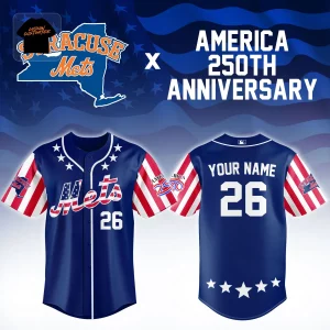 Syracuse Mets America 250th Anniversary Personalized Patriotic USA Baseball Jersey