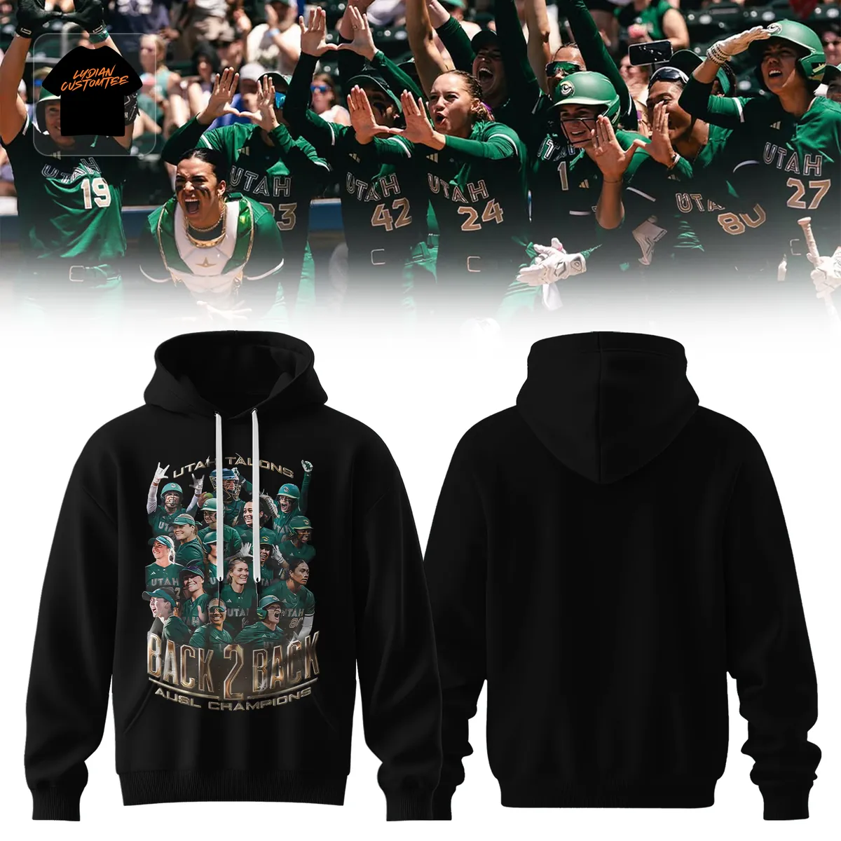 Utah Falcons AUSL Back to Back Champions Commemorative Graphic Pullover Hoodie Utah Falcons AUSL Back to Back Champions Commemorative Graphic Pullover Hoodie