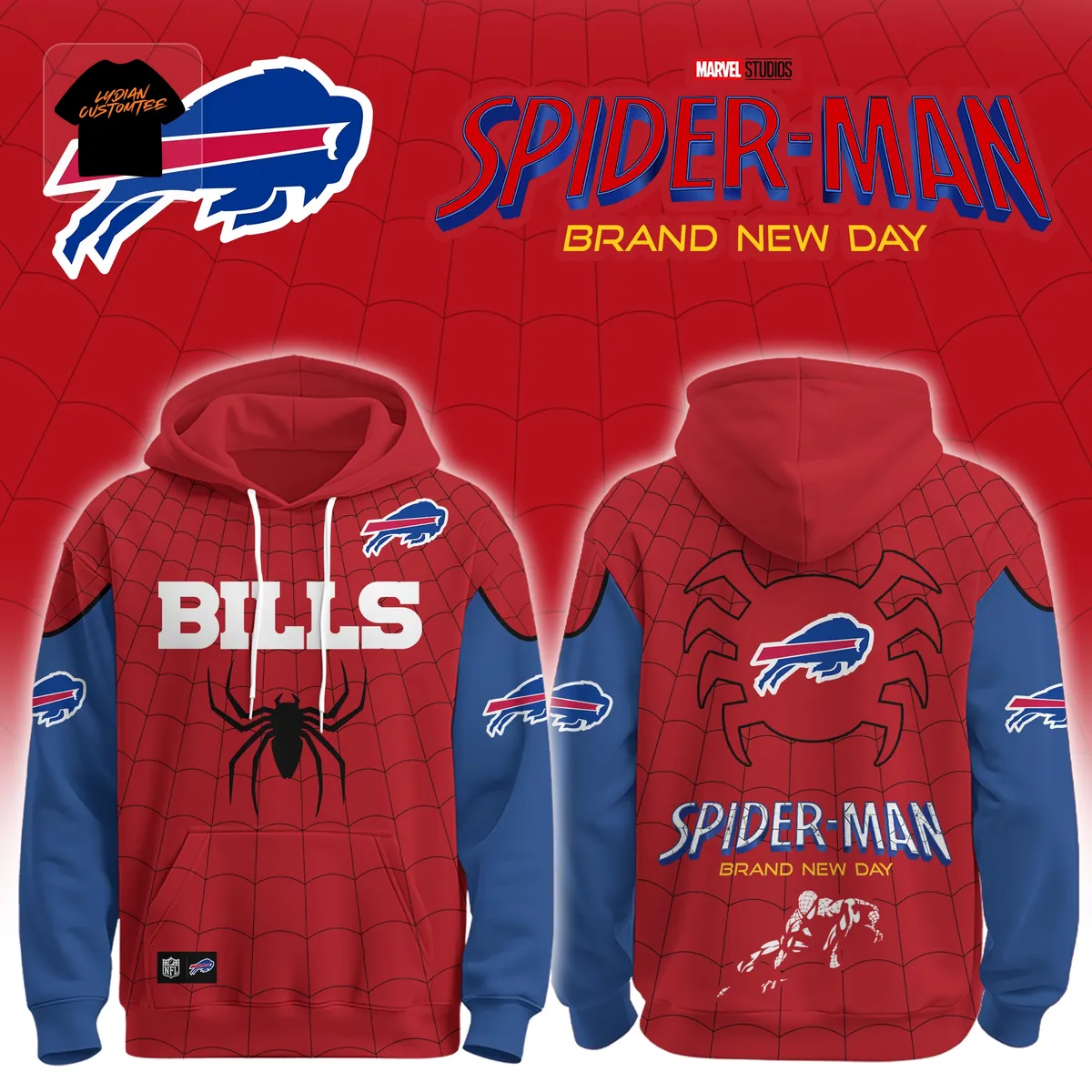 Buffalo Bills Spider-Man NFL Limited Edition Graphic Hoodie Buffalo Bills Spider-Man NFL Limited Edition Graphic Hoodie